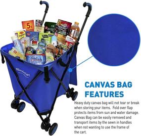 img 3 attached to Easily Portable EasyGo Folding Rolling Cart with Removable Canvas Bag - Ideal for Grocery Shopping, Laundry, and Utility Purposes - Versatile Wheels Ensure Smooth Mobility