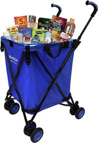 img 4 attached to Easily Portable EasyGo Folding Rolling Cart with Removable Canvas Bag - Ideal for Grocery Shopping, Laundry, and Utility Purposes - Versatile Wheels Ensure Smooth Mobility