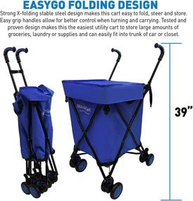 img 1 attached to Easily Portable EasyGo Folding Rolling Cart with Removable Canvas Bag - Ideal for Grocery Shopping, Laundry, and Utility Purposes - Versatile Wheels Ensure Smooth Mobility