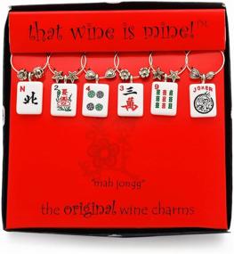 img 1 attached to 🍷 Multicolor Painted Wine Charms: Wine Things Mah Jongg, Designed for Neat Stem Fit