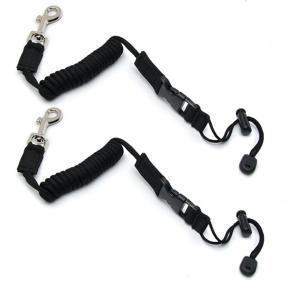 img 2 attached to 🚣 NKTM Elastic Kayak Canoe Paddle Leash - Safety Lanyard Cord for Fishing Rods/Poles - Black/Red (2 Pack)