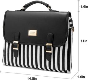 img 3 attached to Stylish Laptop Bag for Women: Cute Stripe-Black Computer Bag with 14-Inch Laptop Sleeve, Perfect for Work and College
