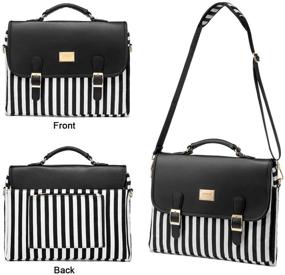 img 2 attached to Stylish Laptop Bag for Women: Cute Stripe-Black Computer Bag with 14-Inch Laptop Sleeve, Perfect for Work and College