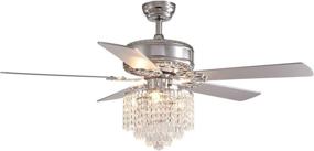 img 4 attached to 💎 SILJOY 52" Modern Crystal Chandelier Ceiling Fan with Lights and Remote - Elegant Indoor Fan Light Kit for Bedroom and Dining Room - Reversible 5 Wood Blades - Silver Finish