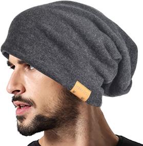 img 4 attached to 🧢 VECRY Men's Large Skullcap Knit Hat - Oversized Slouch Beanie for Trendy Style and Warmth