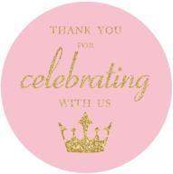 🎀 magjuche pink little princess thank you stickers, gold glitter girl baby shower or birthday party crown sticker labels, 2 inches, pack of 40 logo