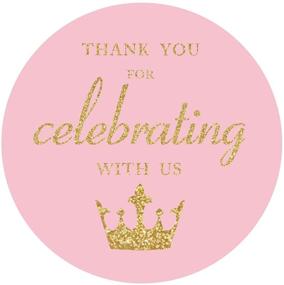 img 4 attached to 🎀 MAGJUCHE Pink Little Princess Thank You Stickers, Gold Glitter Girl Baby Shower or Birthday Party Crown Sticker Labels, 2 Inches, Pack of 40