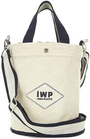 img 3 attached to 👜 Eco-Friendly Navy and Ivory Reversible Bucket Bag for Women: Sustainable Polyester and Cotton Canvas with Handle and Shoulder Straps - IWP I WAS PLASTIC