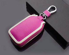 img 2 attached to 🔑 Genuine Leather Car Key Case: Premium Key FOB Holder with Metal Hook and Zipper for Smart Keychain Protection