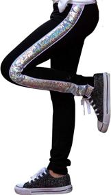 img 4 attached to 🌟 Sparkling Glitter Sequin Legging T-Shirt Set - Girls' Clothing for Stylish Leggings