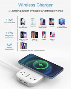 img 2 attached to 🔌 TESSAN Small Power Strip with 2 USB, Wireless Charger & 2 Outlet - Mini Flat Plug Desktop Charging Station with 4 ft Extension Cord - Compatible with iPhone, Perfect for Dorm Room, Cruise & Travel