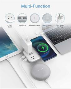 img 3 attached to 🔌 TESSAN Small Power Strip with 2 USB, Wireless Charger & 2 Outlet - Mini Flat Plug Desktop Charging Station with 4 ft Extension Cord - Compatible with iPhone, Perfect for Dorm Room, Cruise & Travel