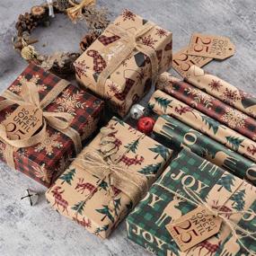 img 3 attached to 🎁 RUSPEPA Christmas Wrapping Paper - Red and Green Plaids Style Designs - 4 Rolls - 30" x 10' per Roll - Kraft Paper
