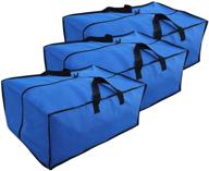 👜 durable water resistant totes - heavy duty storage & moving bags 600 denier nylon with zipper closure backpack handles compatible with ikea frakta hand carts boxes bin (3 pack) (large, royal/black) логотип