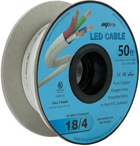 img 1 attached to 🔊 50ft. Spool of UL/cUL Class 2 In-Wall Jacketed Pure Copper Speaker Wire – 18AWG Low Voltage LED Cable with 4 Conductor