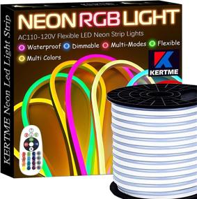img 4 attached to 🌈 KERTME Neon LED Strip Light - 16.4ft RGB, Flexible, Waterproof, Dimmable, Multi-Color Modes - Remote Controlled Rope Light for Home, Garden, and Building Decoration