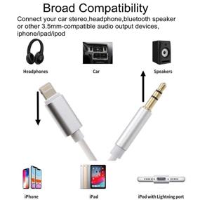 img 3 attached to 🍎 Apple MFi Certified Aux Cord for iPhone, Lightning to 3.5mm Male Stereo Audio Cable Adapter Compatible with iPhone 12/12 Pro/11/XS/XR/X/8/7/6/iPad for Car/Home Stereo, Speaker, Headphone (3.3Ft, White)