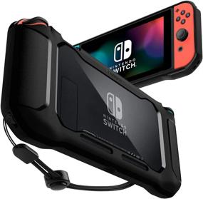 img 4 attached to 🎮 Spigen Rugged Armor Nintendo Switch Case - Matte Black with Strap: Ultimate Protection