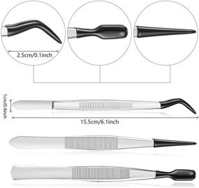 img 3 attached to 🔧 Versatile 3-Piece Rubber-Tipped Tweezers Set: PVC Coated, Straight, Flat & Long Bent - Ideal for Crafts, Stamps, Beads, and Jewelry Tools