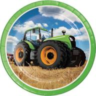 tractor time round paper plates - pack of 8, 8.75 inches logo