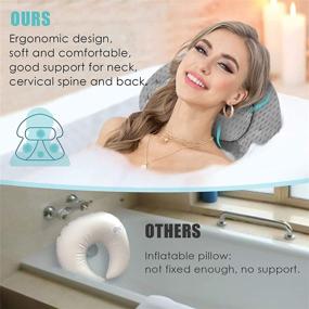 img 3 attached to ESSORT Spa Pillow: 4D Air Mesh Luxury Soft Bath Cushion 🧖 for Neck, Head & Shoulder Support in Hot Tub, Spas - Grey