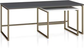 img 2 attached to Stylish and Functional CosmoLiving Scarlett Nesting Coffee and End Tables - Graphite Gray and White Marble