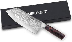 img 4 attached to 🔪 Нож китайского шеф-повара длиной 7.5 дюйма из немецкой стали - KNIFAST топор-нож с рукояткой из паккаууда, идеально подходит для овощей и мяса - включает подарочную упаковку.