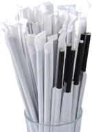 🎉 200 pack black biodegradable disposable paper straws - individually wrapped for party, birthday, wedding, restaurant and holiday celebrations logo