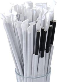 img 4 attached to 🎉 200 Pack Black Biodegradable Disposable Paper Straws - Individually Wrapped for Party, Birthday, Wedding, Restaurant and Holiday Celebrations