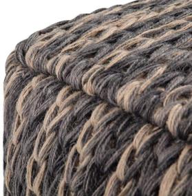img 2 attached to 🔵 SIMPLIHOME Mullins Square Pouf: Blue Cotton Upholstery with Natural Jute Weaving for Living, Bedroom, and Kids Room
