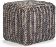 🔵 simplihome mullins square pouf: blue cotton upholstery with natural jute weaving for living, bedroom, and kids room logo