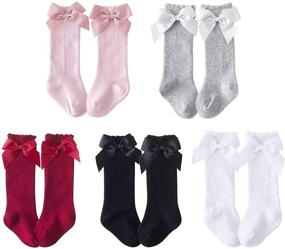 img 3 attached to 🧦 CHUNG Knee High Cotton Socks for Toddler Baby Girls 0-7 Years - Solid Colors, Thin, with Bowknot Detail - Perfect for Spring and Summer