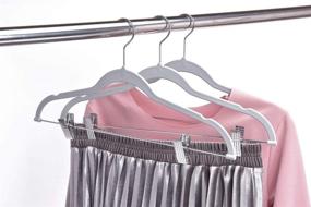 img 3 attached to 20-Pack Gray Plastic Non-Velvet Non-Flocked Thin Compact Hangers with Metal Clips for Skirts, Pants, Blouses - 360° Swivel Hook Included