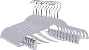 img 4 attached to 20-Pack Gray Plastic Non-Velvet Non-Flocked Thin Compact Hangers with Metal Clips for Skirts, Pants, Blouses - 360° Swivel Hook Included