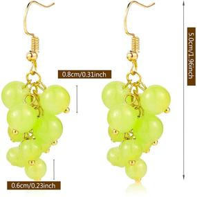 img 3 attached to WUWEIJIAJIA Lifelike 3D Green Grape Drop Earrings: Creative, Cute Acrylic Gold Fruit Dangle Earring for Women, Girls - Statement Jewelry Gift