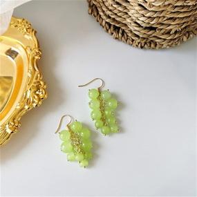 img 1 attached to WUWEIJIAJIA Lifelike 3D Green Grape Drop Earrings: Creative, Cute Acrylic Gold Fruit Dangle Earring for Women, Girls - Statement Jewelry Gift