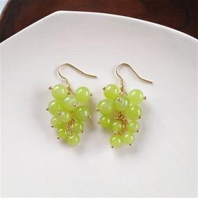 img 2 attached to WUWEIJIAJIA Lifelike 3D Green Grape Drop Earrings: Creative, Cute Acrylic Gold Fruit Dangle Earring for Women, Girls - Statement Jewelry Gift