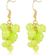 wuweijiajia lifelike 3d green grape drop earrings: creative, cute acrylic gold fruit dangle earring for women, girls - statement jewelry gift logo