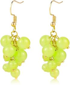 img 4 attached to WUWEIJIAJIA Lifelike 3D Green Grape Drop Earrings: Creative, Cute Acrylic Gold Fruit Dangle Earring for Women, Girls - Statement Jewelry Gift