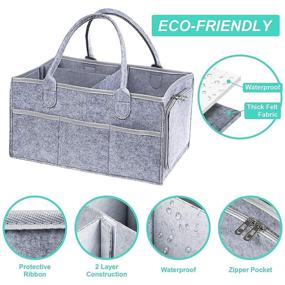 img 3 attached to 👶 Baby Diaper Caddy Organizer - Portable Nursery Storage Bin with Waterproof Liner and Travel Bag - Easy to Clean, Large Size, Grey