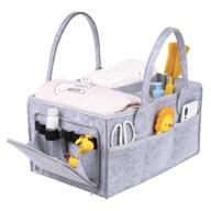 👶 baby diaper caddy organizer - portable nursery storage bin with waterproof liner and travel bag - easy to clean, large size, grey logo