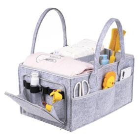 img 4 attached to 👶 Baby Diaper Caddy Organizer - Portable Nursery Storage Bin with Waterproof Liner and Travel Bag - Easy to Clean, Large Size, Grey