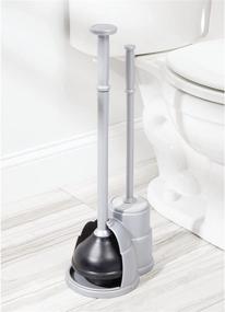 img 2 attached to 🚽 mDesign Slim Compact Toilet Bowl Brush and Plunger Combo Set with Holder - Silver