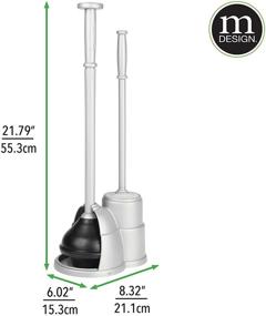 img 1 attached to 🚽 mDesign Slim Compact Toilet Bowl Brush and Plunger Combo Set with Holder - Silver