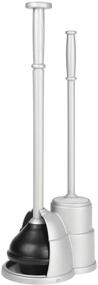 img 4 attached to 🚽 mDesign Slim Compact Toilet Bowl Brush and Plunger Combo Set with Holder - Silver