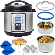 🥘 yedi 9-in-1 xl programmable pressure cooker, 8 quart, deluxe kit, recipes, pressure cook, slow cook, rice cooker, yogurt maker, egg, sauté, steamer, stainless steel логотип