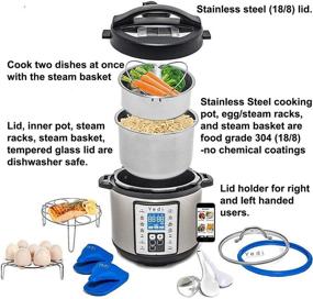 img 1 attached to 🥘 Yedi 9-in-1 XL Programmable Pressure Cooker, 8 Quart, Deluxe Kit, Recipes, Pressure Cook, Slow Cook, Rice Cooker, Yogurt Maker, Egg, Sauté, Steamer, Stainless Steel