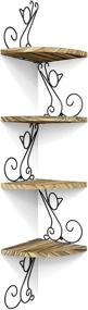 img 4 attached to 🐱 Alsonerbay Corner Wall Shelves: 4-Tier Floating Cat-Shaped Storage in Carbonized Black Wood - Rustic Decorative Radial Shelf for Any Room