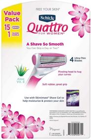 img 3 attached to Schick Quattro for Women Razor: Aloe and Vitamin E Enriched, 15 Cartridges for Silky Smooth Shaves