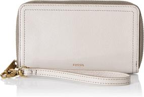 img 4 attached to 👛 Кошелек на молнии с запястьем Fossil Women's Logan Leather с функцией блокировки RFID - оптимальный размер для удобства.